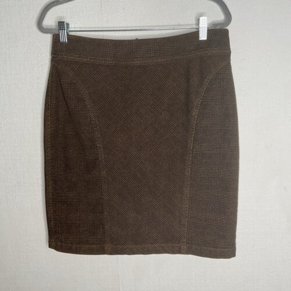 NWOT Peruvian Connection Brown Plaid Midi Straight &‎ Pencil Skirt Women 10 Peru
